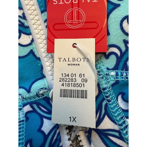 Talbots New Womens Size 1X Blue & White Full-Zip Jacket With Pockets - Picture 3 of 16